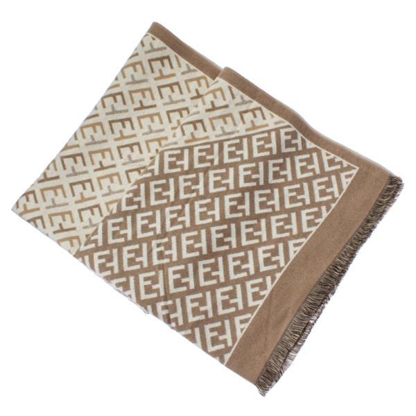 Monogram Pattern Fringe Oblong Scarf
