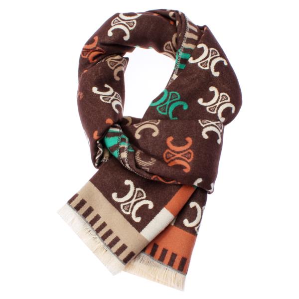 Symbol Monogram Fringe Oblong Scarf