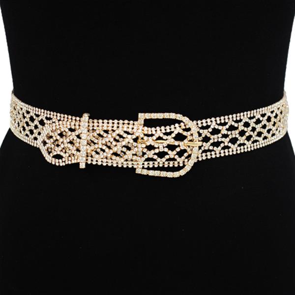 RHINESTONE MESH BUCKLE WAIST BELT