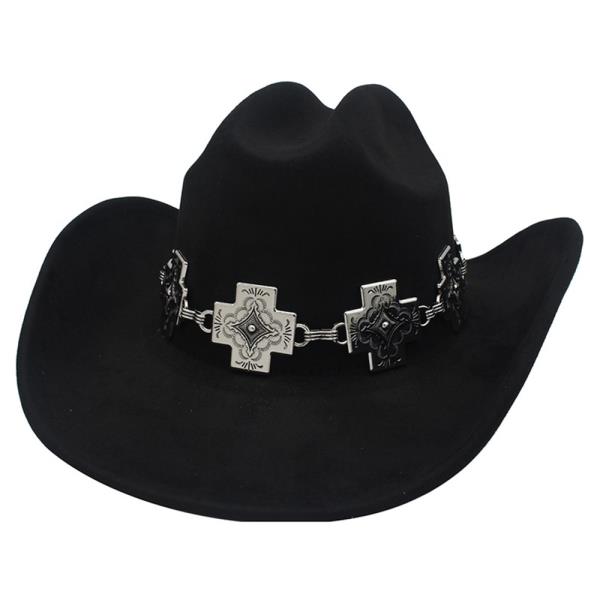Cross Banded Microsuede Cowboy Hat