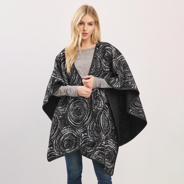 Circular Typography Patterns Pull Through Poncho