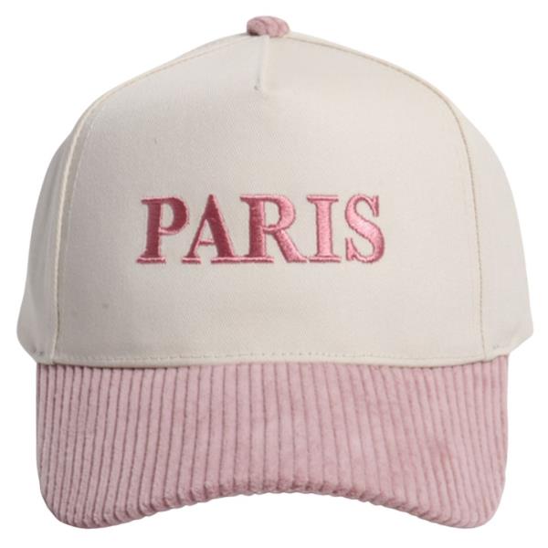 EMBROIDERED PARIS BASEBALL CORDUROY CAP