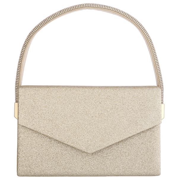 Textured Rhinestone Handle Evening Clutch Bag