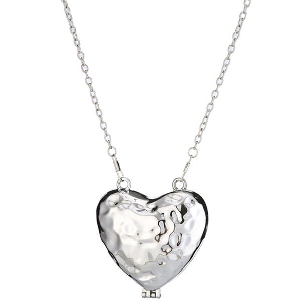 Heart Shaped Hammered Metal Coin Purse with Chain