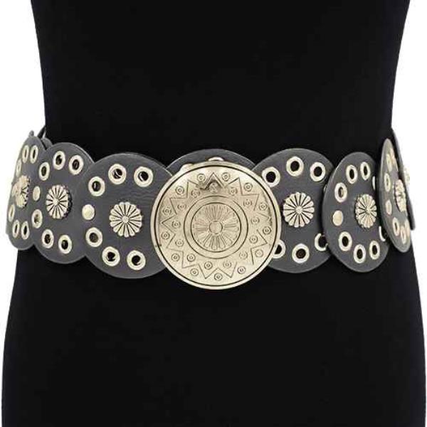 PLUS SIZE WESTERN WIDE ROUND BUCKLE BELT