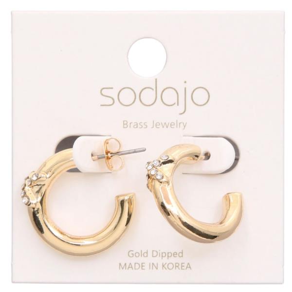 SODAJO OPEN HOOP CRISS CROSS GOLD DIPPED EARRING