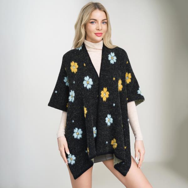 Flower Print Poncho