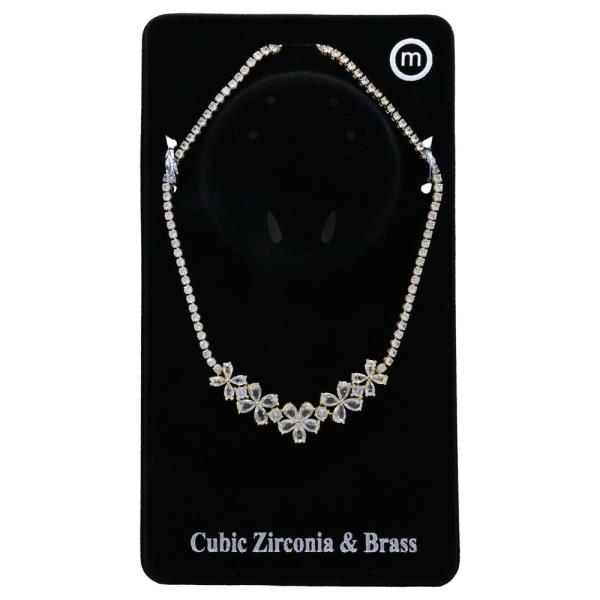 Flower Round CZ Necklace