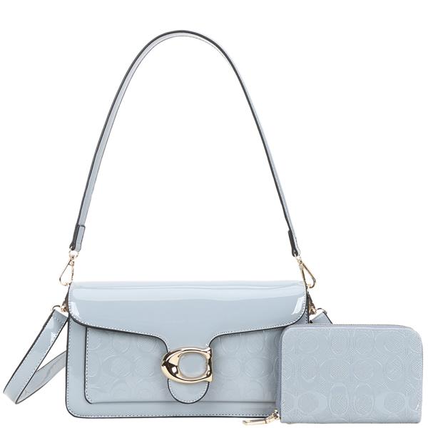 2IN1 Oval Print Shoulder Crossbody W Wallet Set