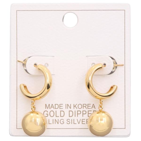 BALL BEAD OPEN HOOP GOLD DIPPED EARRING