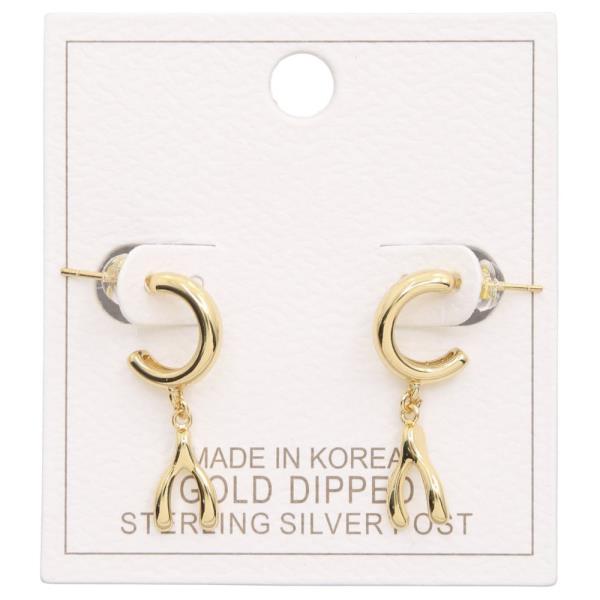 WISHBONE HUGGIE DANGLE EARRING