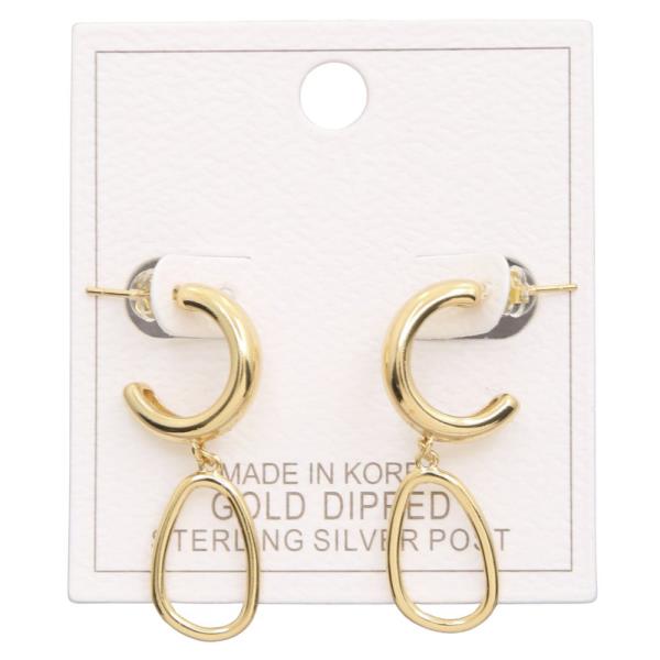 OVAL OPEN HOOP LINK GOLD DIPPED EARRING