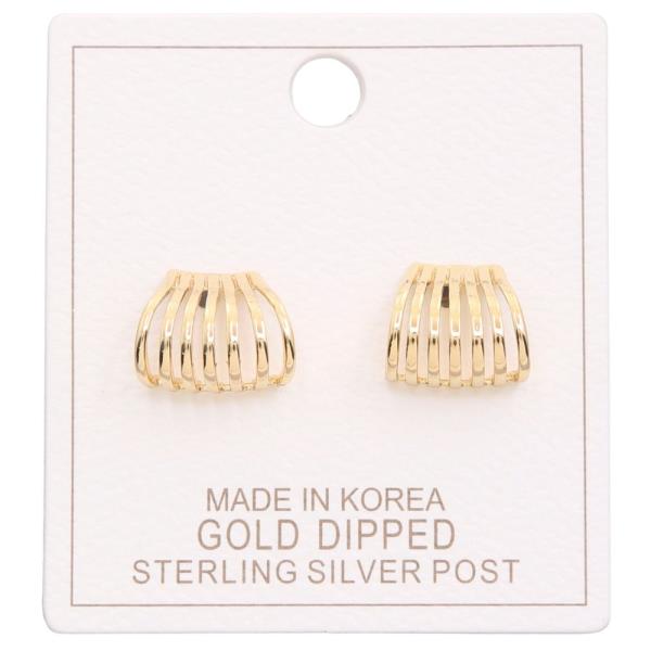 Lined Metal Gold Dipped Earring