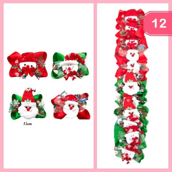 CHRISTMAS HAIR BOWS (12 UNITS)