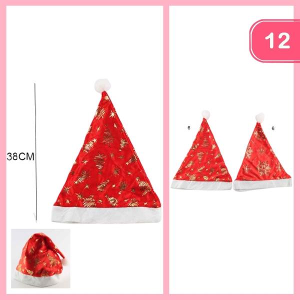 SANTA HAT WITH CHRISTMAS TREE PATTERN (12 UNITS)