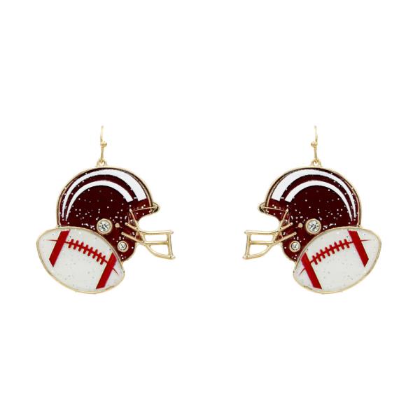Game Day Metal Football Helmet Dangle Earrings