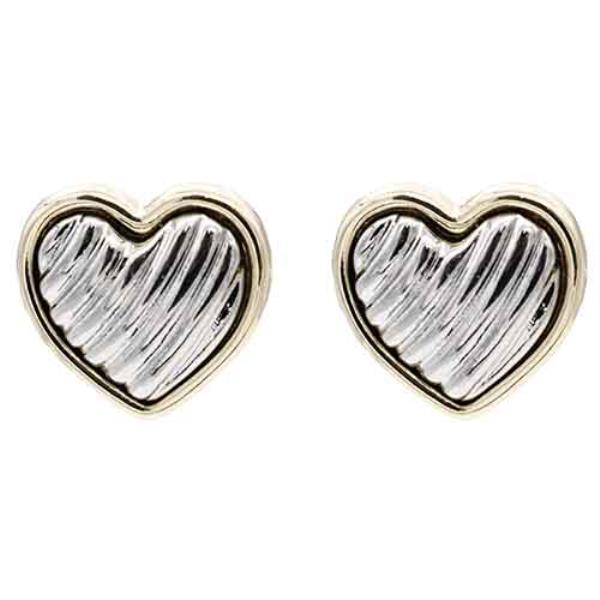 14K Gold Plated Two Tone Heart Earring