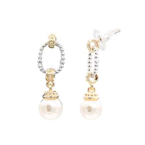 14K Gold Plated Two Tone Pearl Earring