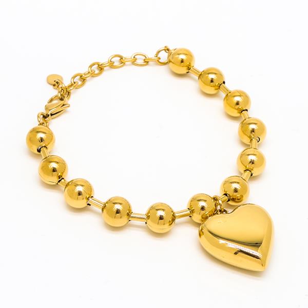 Ball Chain Heart Charm Bracelet