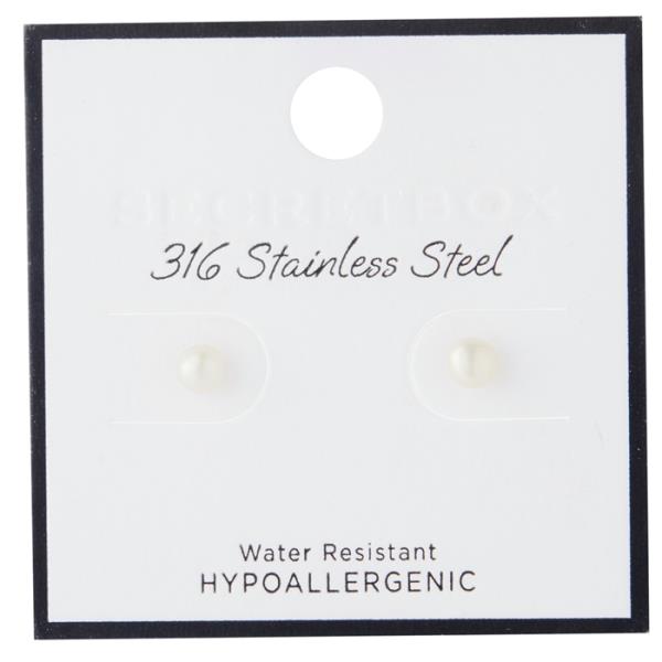 SECRET BOX Stainless Steel Pearl Earring