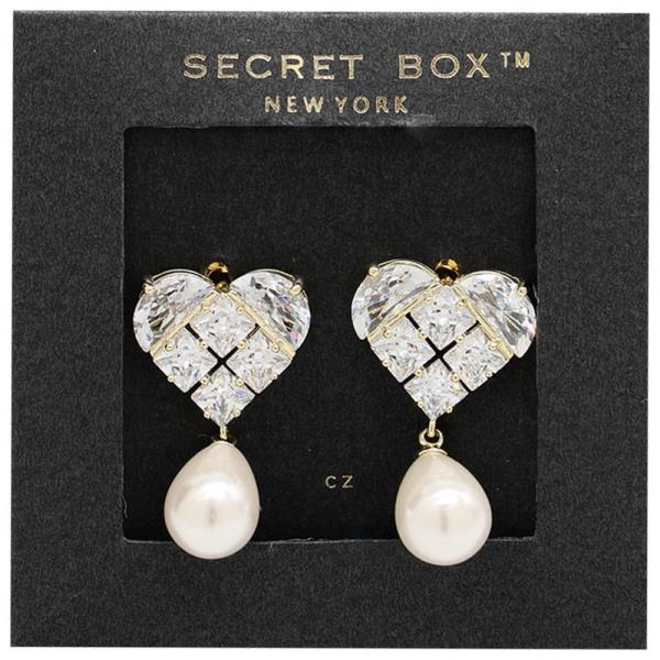 SECRET BOX God Dipped Heart Pearl Cubic Earring
