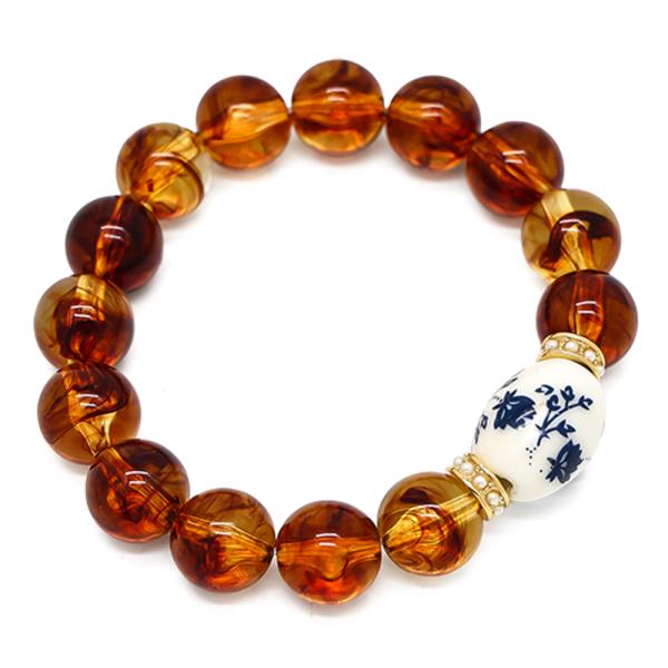 Brown Bead Stretch Bracelet