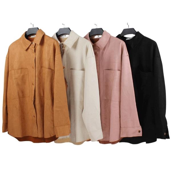 Suede Button Up Long Shirt Jacket XL Size