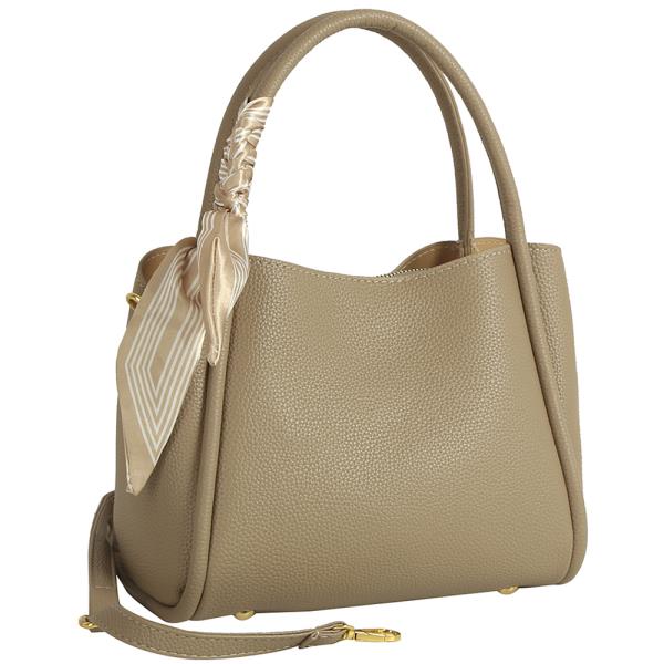 Texture Handle Scarf Tote Bag W Strap