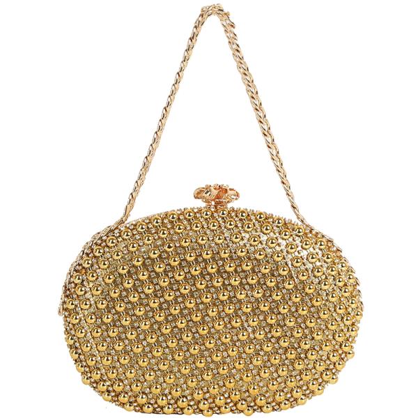Shimmering Metal Design Evening Crossbody Bag