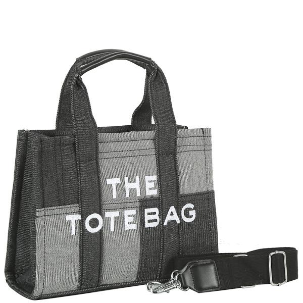 DENIM TEXTURE THE TOTE PRINT HANDLE BAG