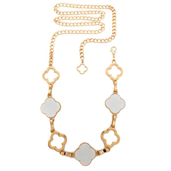 METAL ENAMEL FLOWER ACCENT CHAIN LINK BELT