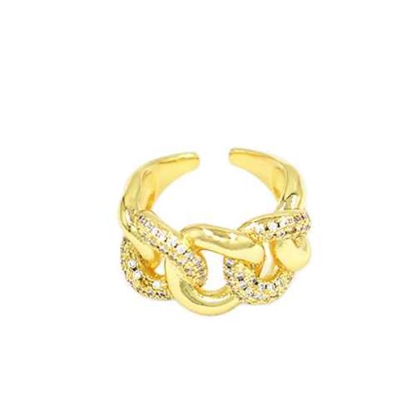 Textured Metal Rhinestone Open Adjustable Ring