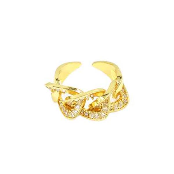 Metal Rhinestone Link Open Adjustable Ring