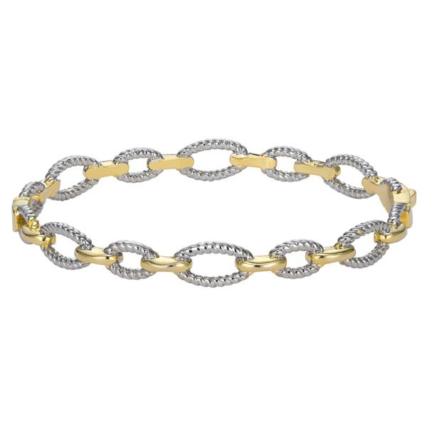 Two Tone Push Lock Bangle Bracelet
