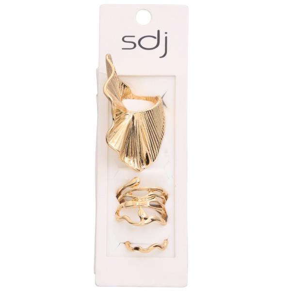 SDJ Ruffle Metal Assorted Ring Set