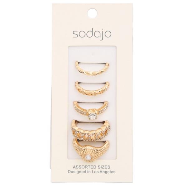 SODAJO Rhinestone Metal Assorted Ring Set