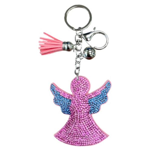 RHINESTONE ANGEL KEYCHAIN WITH TASSEL