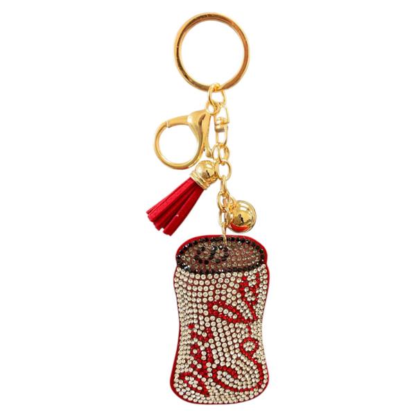 RHINESTONE DIET COLA KEYCHAIN WITH TASSEL