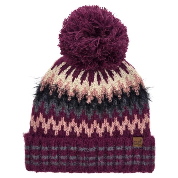CC MULTI COLOR CHEVRON POM BEANIE
