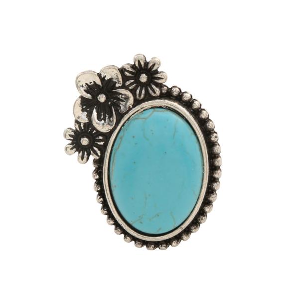 TURQUOISE STONE METAL RING