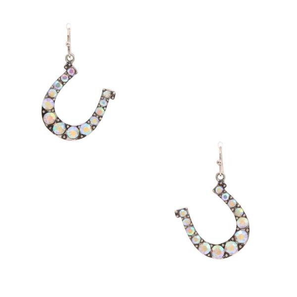 RHINESTONE HORSESHOE METAL EARRING