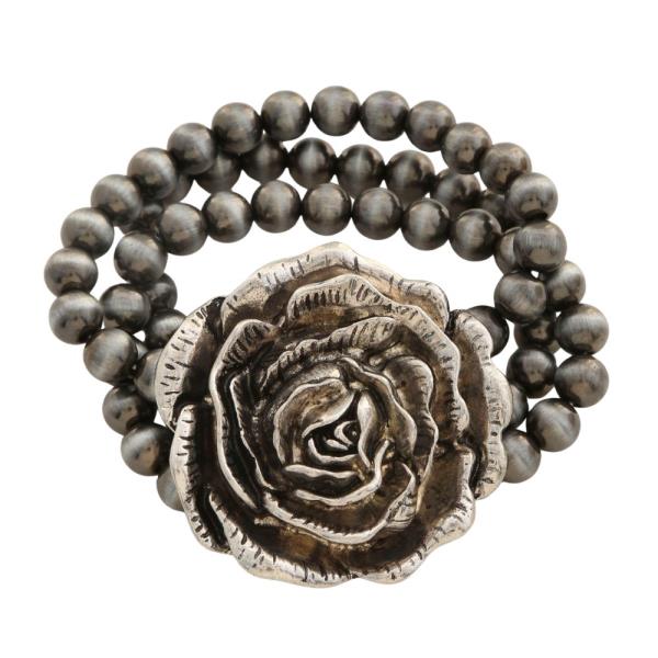 Rustic Rose Beaded Layered Bracelet