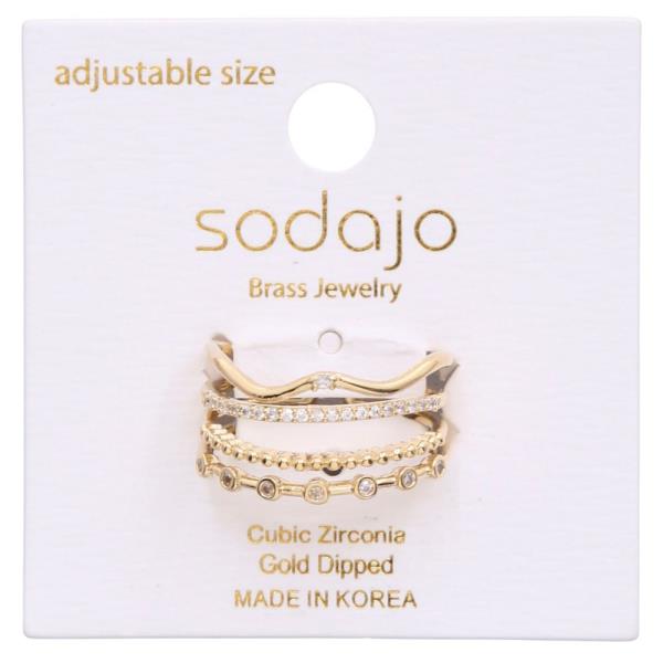 SODAJO CZ Metal Gold Dipped Adjustable Ring