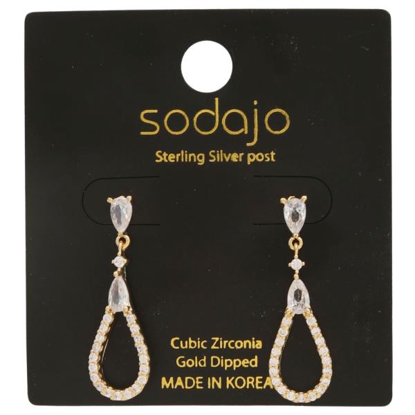 SODAJO Teardrop Crystal Dangle Gold Dipped Earring