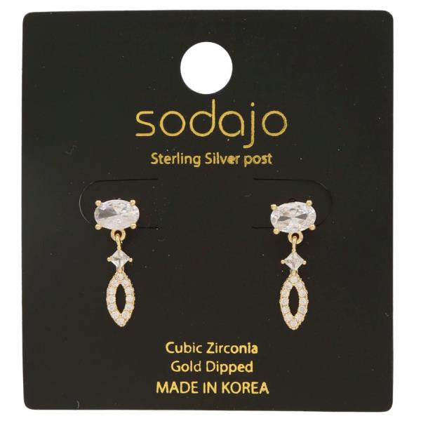 SODAJO CZ Oval Marquise Oval Gold Dipped Earring