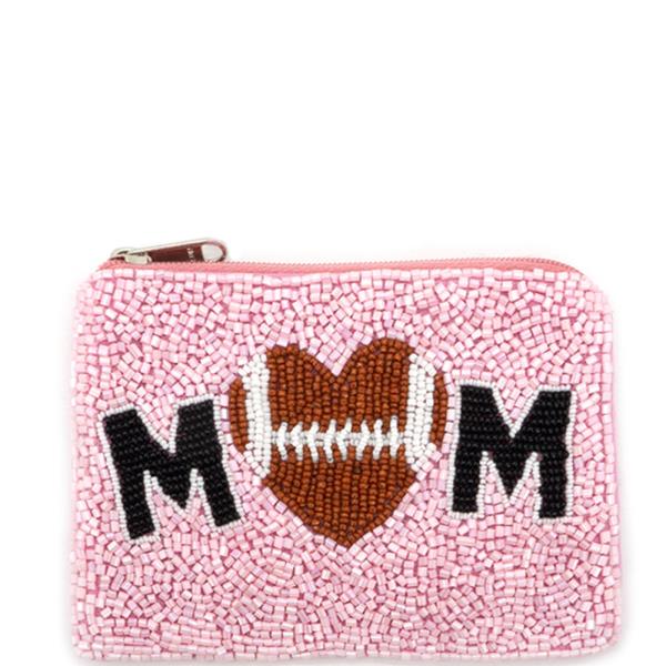 Seed Bead Football Mom Coin Bag