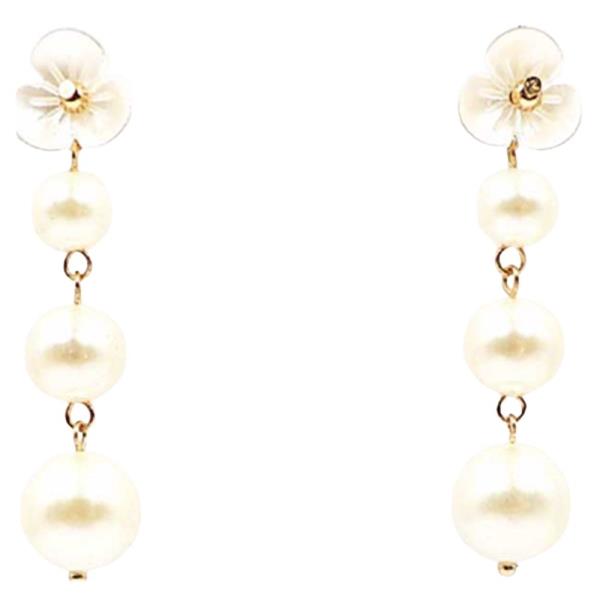 Pearl Linear Flower Earrings