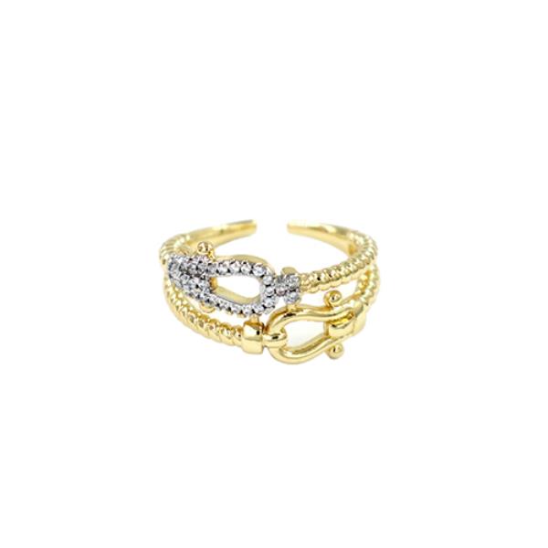 Two Tone U Link Metal Earring