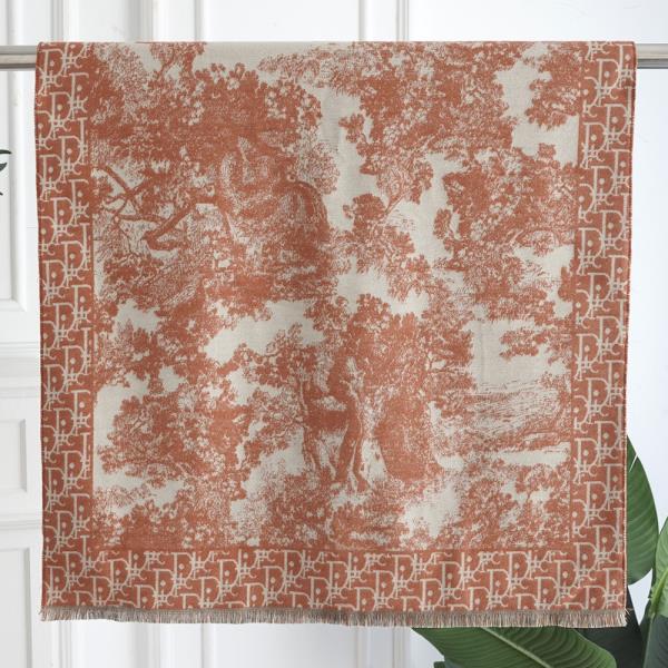 Scenic Pattern Jacquard Fringe Edge Oblong Scarf