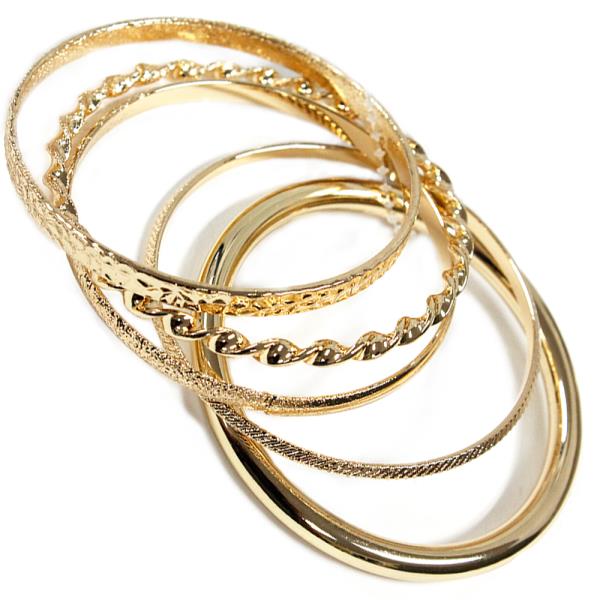Textured Metal Multi Bangle Bracelet Set